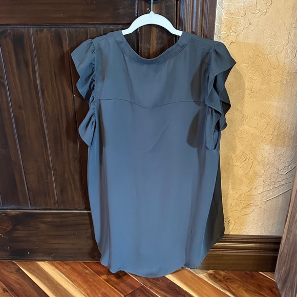 Zenana Outfitters Charcoal Ruffle Sleeve Blouse - Picture 2 of 4
